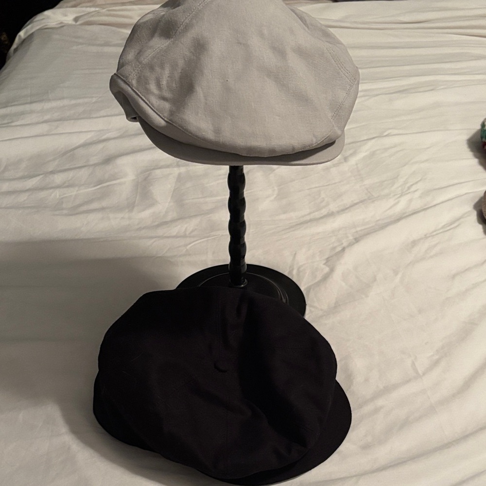 Two Classic Black and Gray Men's Flat Caps